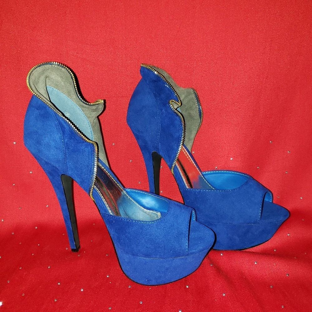 Liliana Blue suede heels